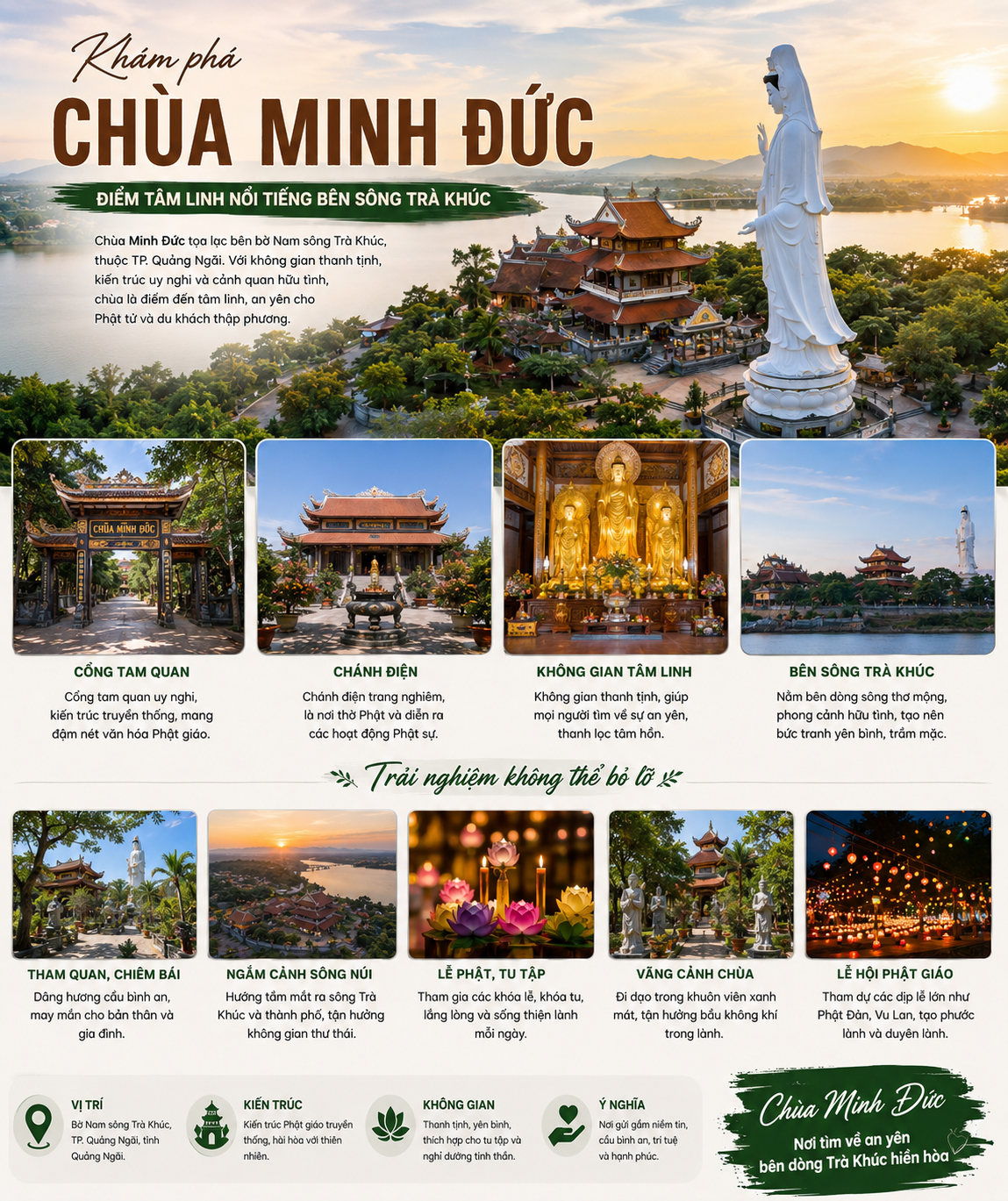 Chùa Minh Đức Quảng Ngãi – Điểm tâm linh nổi tiếng bên sông Trà Khúc