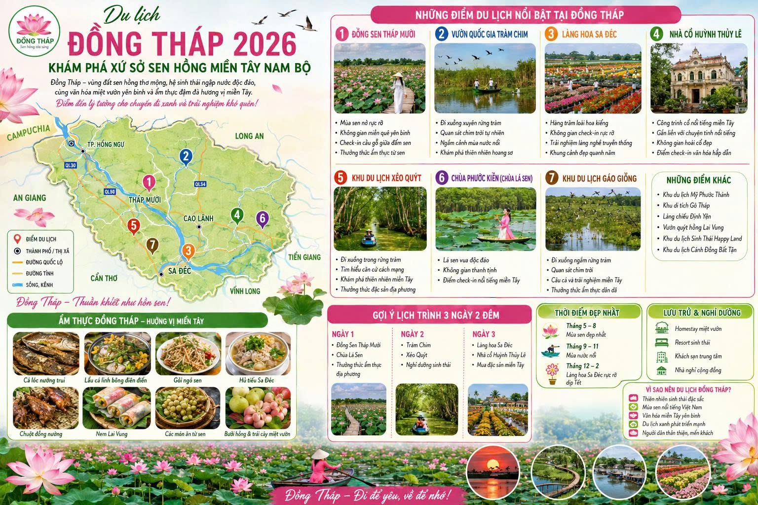 Du lịch Đồng Tháp 2026 – Khám phá xứ sở sen hồng miền Tây Nam Bộ