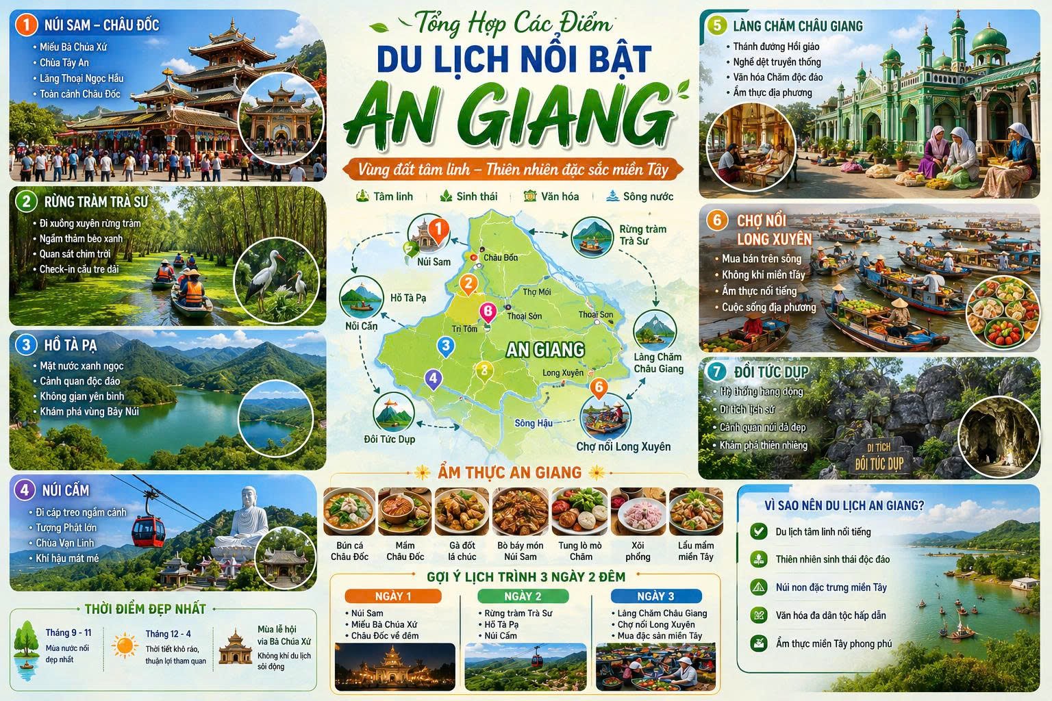 Du lịch An Giang 2026 – Khám phá vùng đất tâm linh và thiên nhiên đặc sắc miền Tây