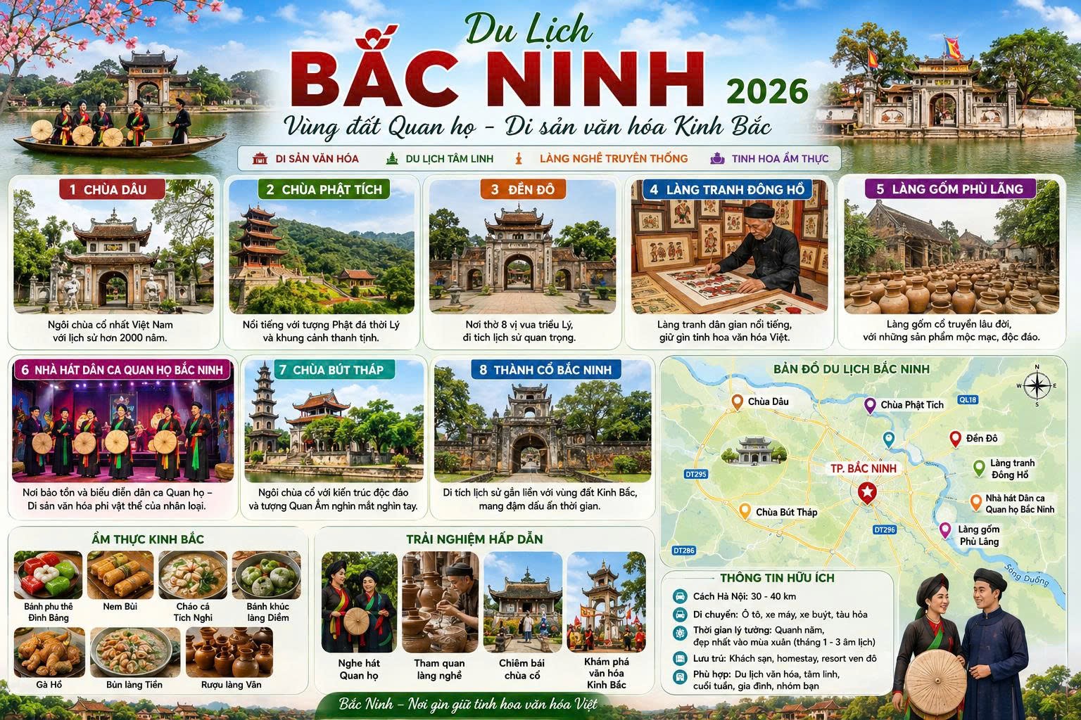 Du lịch Bắc Ninh 2026 – Khám phá vùng đất quan họ và di sản văn hóa Kinh Bắc