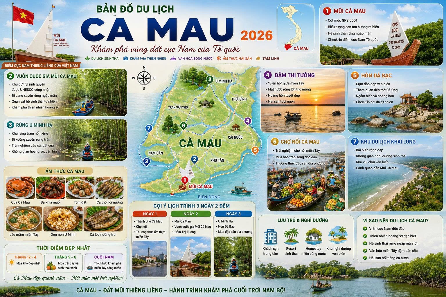 Du lịch Cà Mau 2026 – Khám phá vùng đất cực Nam của Tổ quốc