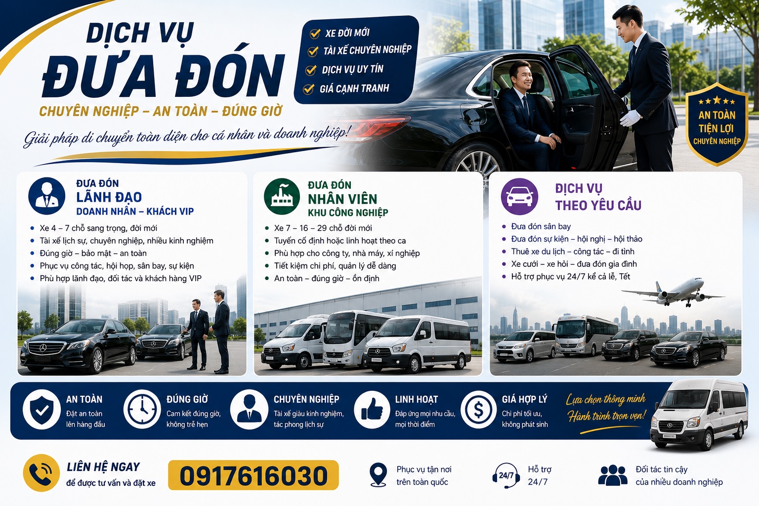 Dịch vụ đưa đón chuyên nghiệp – Lãnh đạo, nhân viên