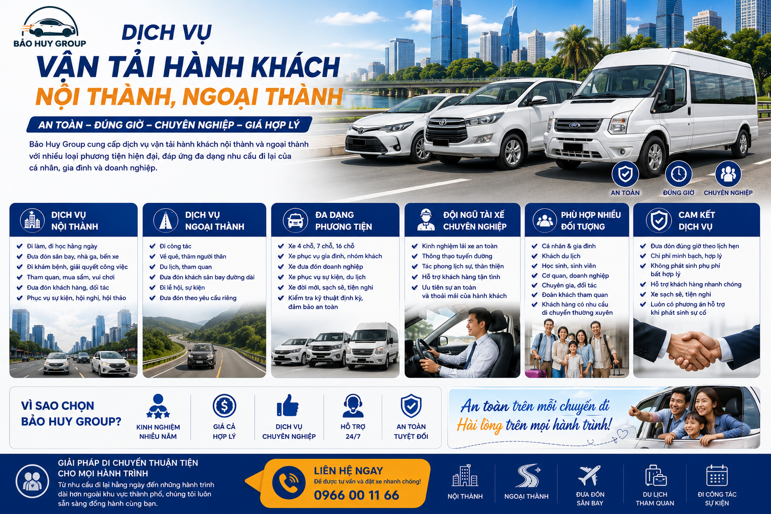 Dịch vụ vận tải hành khách nội thành, ngoại thành – An toàn, đúng giờ, thuận tiện