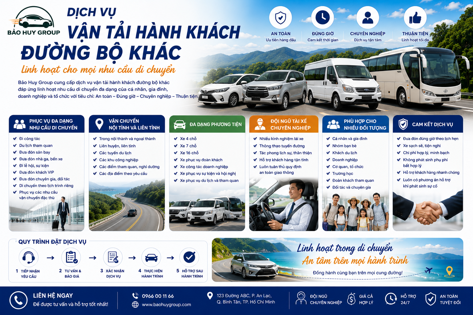 Dịch vụ vận tải hành khách đường bộ khác – Linh hoạt cho mọi nhu cầu di chuyển